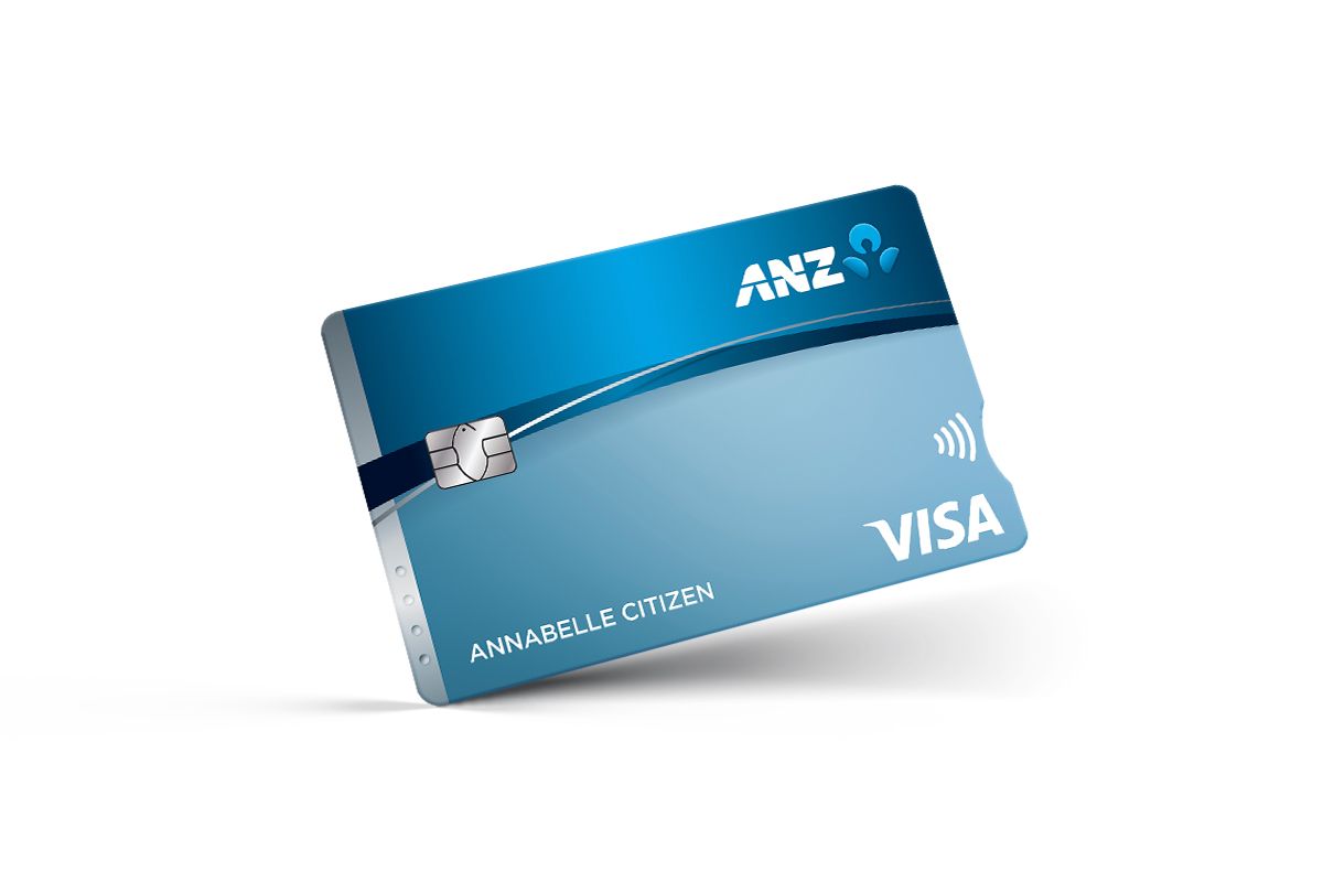 Front view of ANZ Low Rate credit card with Visa logo visible